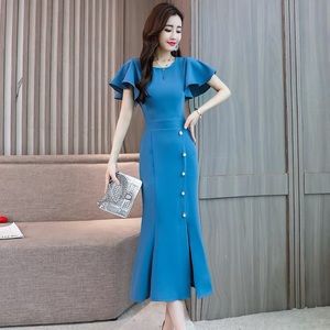 Blue summer party long dress (Midium)